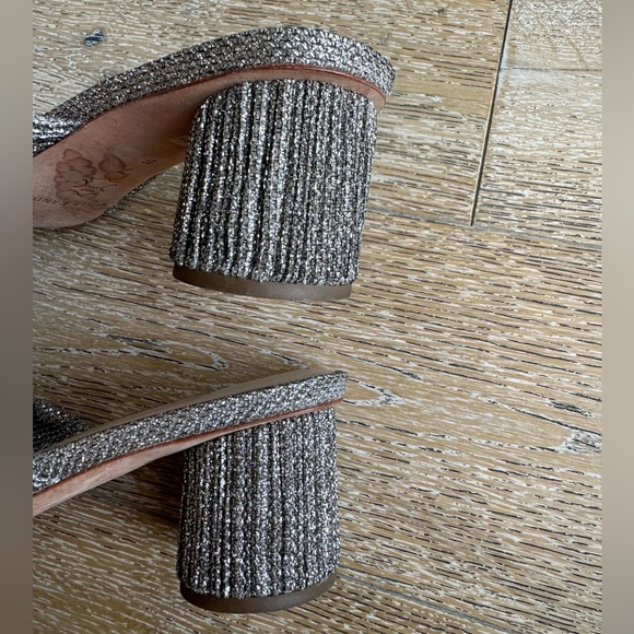 Loeffler Randall Emilia Pleated Lamé Knotted Mules Sandal Heels -Silver Glitter - Picture 15 of 16
